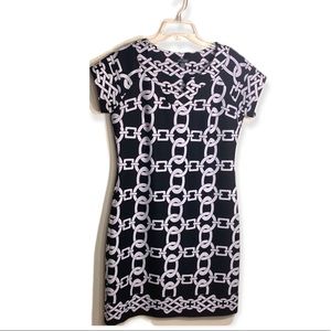 VOIR VOIR Black White Short Sleeve Shift Dress Size 10